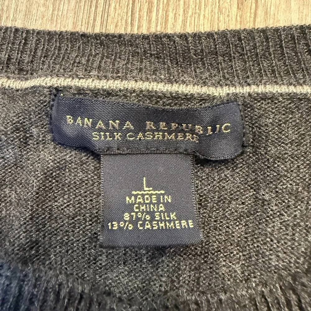 Banana Republic Mens Large Silk Cashmere Sweater Dark Gray